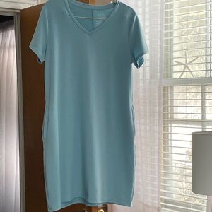 Sky Blue Casual knit Short Sleeve Dress time and tru L